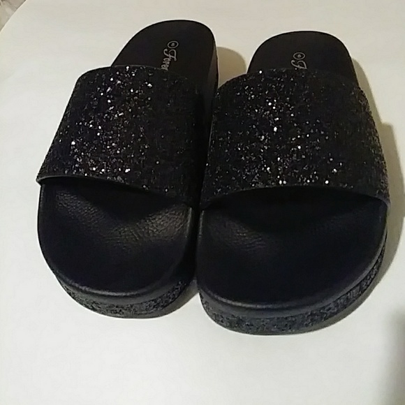 sparkly slip on sandals